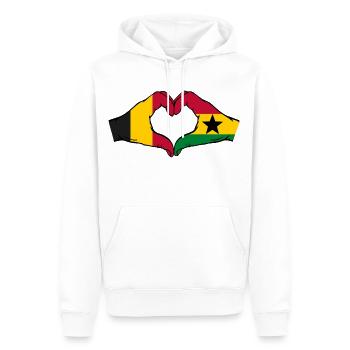 Belgien Ghana Flagge Hände Herzform - Männer Premium Bio Hoodie - Weiß - Vorne - Nico (187cm)