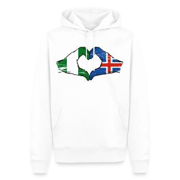 Drapeau de l’île du Nigeria mains forme de coeur utilisé - Sweat à capuche Premium bio Homme - blanc - Devant - Nico (187cm)