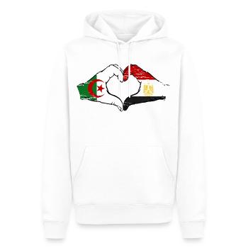 Algeria Egypt Flag Hands Heart Shape Used - Men’s Premium Organic Hoodie - white - Front - Nico (187cm)