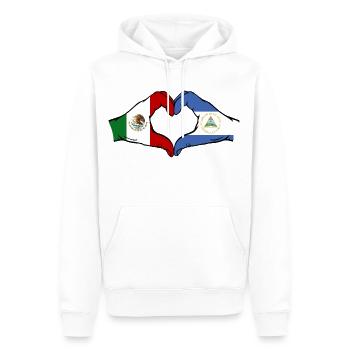 Mexique Nicaragua Drapeau Mains Coeur Forme - Sweat à capuche Premium bio Homme - blanc - Devant - Nico (187cm)