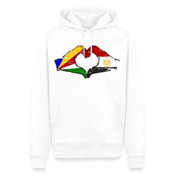 Seychelles Egypt flag hands heart shape used - Men’s Premium Organic Hoodie - white - Front - Nico (187cm)