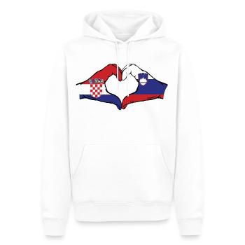 Croatie Slovénie Drapeau Mains Coeur Forme - Sweat à capuche Premium bio Homme - blanc - Devant - Nico (187cm)