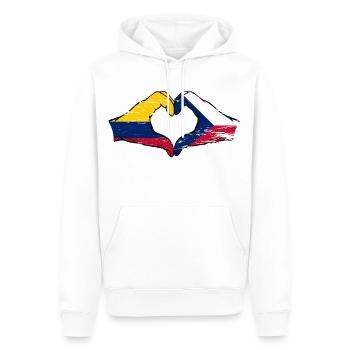 Colombie République tchèque drapeau mains forme de coeur utilisé - Sweat à capuche Premium bio Homme - blanc - Devant - Nico (187cm)