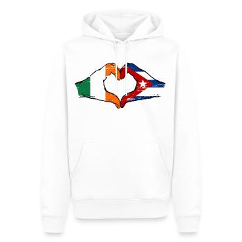 Irlande Cuba Drapeau Mains Coeur Forme Utilisé - Sweat à capuche Premium bio Homme - blanc - Devant - Nico (187cm)