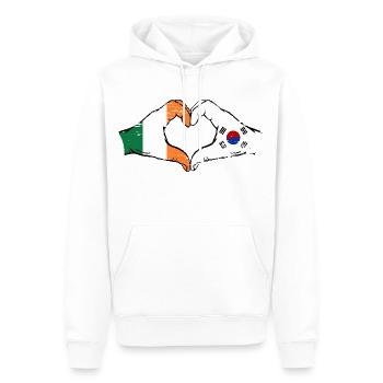 Irlande Corée du Sud Drapeau Mains Coeur Forme Utilisé - Sweat à capuche Premium bio Homme - blanc - Devant - Nico (187cm)