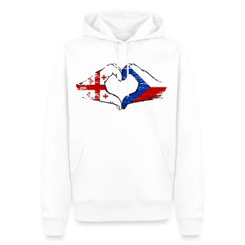 Georgien Tschechien Flagge Hände Herzform used - Männer Premium Bio Hoodie - Weiß - Vorne - Nico (187cm)
