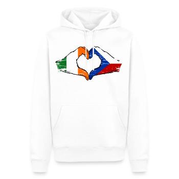 Irlande République tchèque drapeau mains coeur forme utilisé - Sweat à capuche Premium bio Homme - blanc - Devant - Nico (187cm)