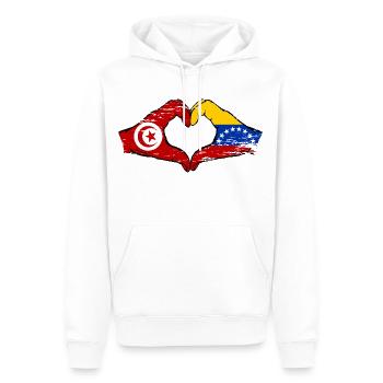 Tunisie Venezuela drapeau mains forme de coeur utilisé - Sweat à capuche Premium bio Homme - blanc - Devant - Nico (187cm)