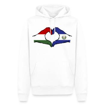 Hongrie El Salvador Drapeau Mains Coeur Forme - Sweat à capuche Premium bio Homme - blanc - Devant - Nico (187cm)
