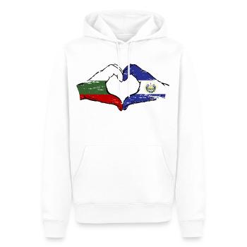 Bulgarie El Salvador Drapeau Mains Coeur Forme Utilisé - Sweat à capuche Premium bio Homme - blanc - Devant - Nico (187cm)