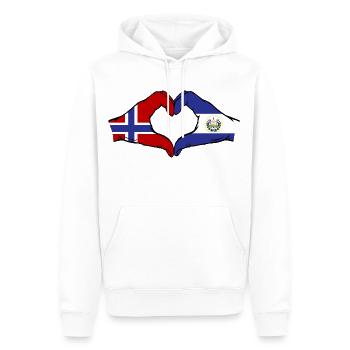 Norvège El Salvador Drapeau Mains Coeur Forme - Sweat à capuche Premium bio Homme - blanc - Devant - Nico (187cm)