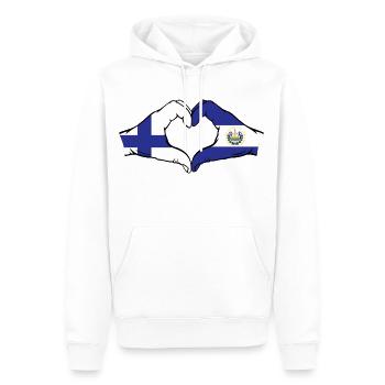 Finlande El Salvador Drapeau Mains Coeur Forme - Sweat à capuche Premium bio Homme - blanc - Devant - Nico (187cm)