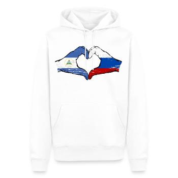 Nicaragua Russie Drapeau Mains Coeur Forme Utilisé - Sweat à capuche Premium bio Homme - blanc - Devant - Nico (187cm)