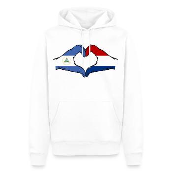 Nicaragua Holland Flag Hands Heart Shape - Men’s Premium Organic Hoodie - white - Front - Nico (187cm)