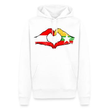 Autriche Myanmar drapeau mains forme de coeur utilisé - Sweat à capuche Premium bio Homme - blanc - Devant - Nico (187cm)