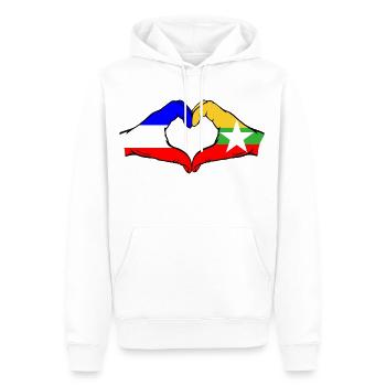Holland Myanmar Flag Hands Heart Shape - Men’s Premium Organic Hoodie - white - Front - Nico (187cm)
