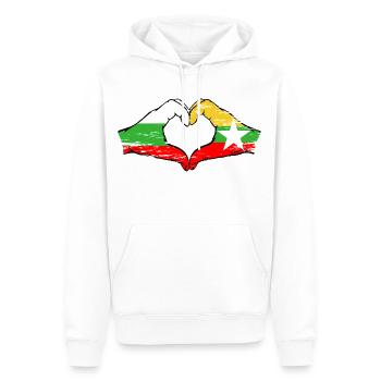 Bulgarien Myanmar Flagge Hände Herzform used - Männer Premium Bio Hoodie - Weiß - Vorne - Nico (187cm)