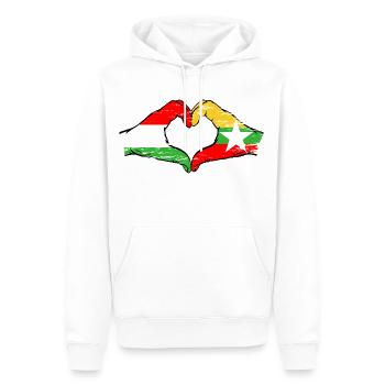 Hongrie Myanmar drapeau mains forme de coeur utilisé - Sweat à capuche Premium bio Homme - blanc - Devant - Nico (187cm)