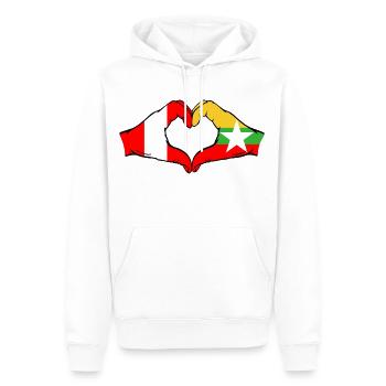 Pérou Myanmar Drapeau Mains Coeur Forme - Sweat à capuche Premium bio Homme - blanc - Devant - Nico (187cm)