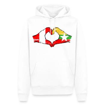Peru Myanmar Flagge Hände Herzform used - Männer Premium Bio Hoodie - Weiß - Vorne - Nico (187cm)