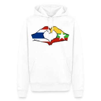 Thaïlande Myanmar drapeau mains coeur - Sweat à capuche Premium bio Homme - blanc - Devant - Nico (187cm)