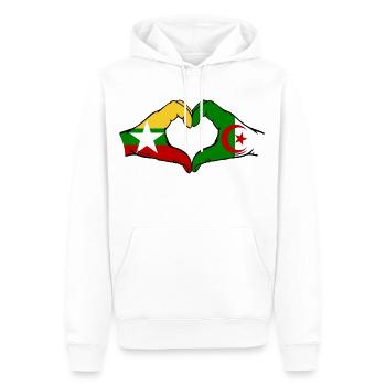 Myanmar Algérie Drapeau Mains Coeur Forme - Sweat à capuche Premium bio Homme - blanc - Devant - Nico (187cm)