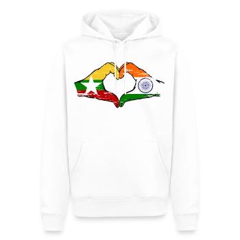 Myanmar Indien Flagge Hände Herzform used - Männer Premium Bio Hoodie - Weiß - Vorne - Nico (187cm)