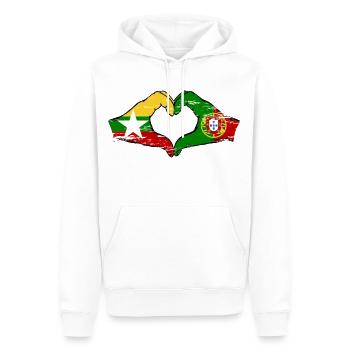 Myanmar Portugal drapeau mains forme de coeur utilisé - Sweat à capuche Premium bio Homme - blanc - Devant - Nico (187cm)