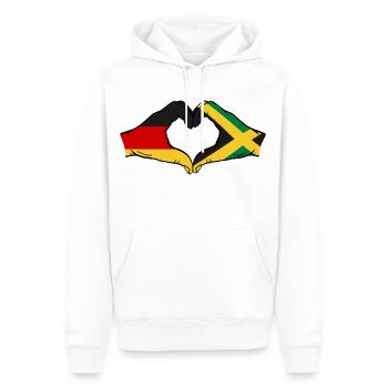 Allemagne Jamaïque Drapeau Mains Coeur Forme - Sweat à capuche Premium bio Homme - blanc - Devant - Nico (187cm)
