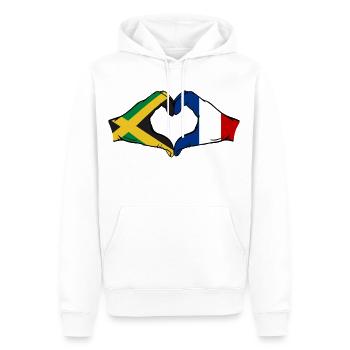 Jamaica France Hands Heart Shape - Men’s Premium Organic Hoodie - white - Front - Nico (187cm)
