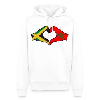 Jamaïque Maroc Mains Forme de Coeur - Sweat à capuche Premium bio Homme - blanc - Devant - Nico (187cm)