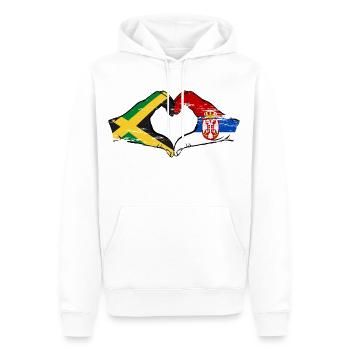 Jamaïque Serbie Mains Forme de Coeur Utilisé - Sweat à capuche Premium bio Homme - blanc - Devant - Nico (187cm)