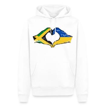 Jamaica Ukraine Hands Heart Shape Used - Men’s Premium Organic Hoodie - white - Front - Nico (187cm)