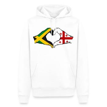 Jamaïque Géorgie Mains Forme de coeur - Sweat à capuche Premium bio Homme - blanc - Devant - Nico (187cm)