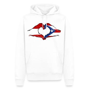 Österreich Puerto Rico Hände Herzform used - Männer Premium Bio Hoodie - Weiß - Vorne - Nico (187cm)