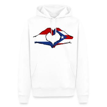 Holland Puerto Rico Hands Heart Shape - Men’s Premium Organic Hoodie - white - Front - Nico (187cm)