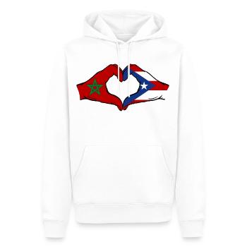 Maroc Porto Rico Mains Forme Coeur - Sweat à capuche Premium bio Homme - blanc - Devant - Nico (187cm)