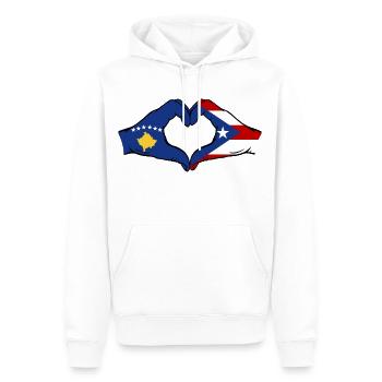Kosovo Puerto Rico Hände Herzform - Männer Premium Bio Hoodie - Weiß - Vorne - Nico (187cm)