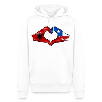Albanie Chili drapeau mains forme de coeur utilisé - Sweat à capuche Premium bio Homme - blanc - Devant - Nico (187cm)