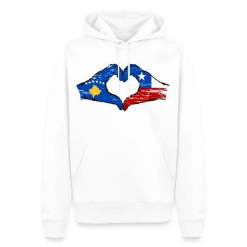 Kosovo Chile Flagge Hände Herzform used - Männer Premium Bio Hoodie - Weiß - Vorne - Nico (187cm)