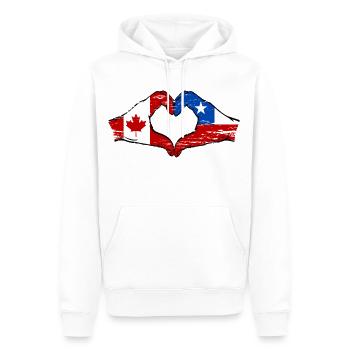 Canada Chili drapeau mains forme de coeur utilisé - Sweat à capuche Premium bio Homme - blanc - Devant - Nico (187cm)