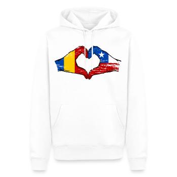 Rumänien Chile Flagge Hände Herzform used - Männer Premium Bio Hoodie - Weiß - Vorne - Nico (187cm)