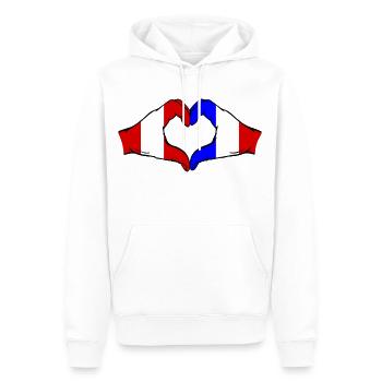 Peru France Hands Heart Shape - Men’s Premium Organic Hoodie - white - Front - Nico (187cm)