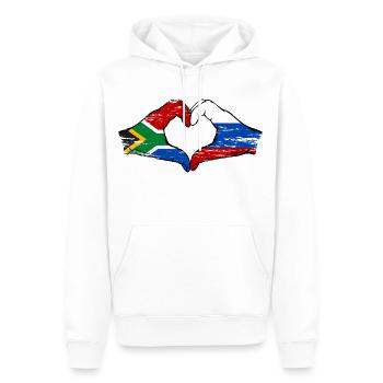 Afrique du Sud Russie Drapeau Mains Coeur Forme Utilisé - Sweat à capuche Premium bio Homme - blanc - Devant - Nico (187cm)