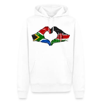 Afrique du Sud Kenya drapeau mains cœur utilisé - Sweat à capuche Premium bio Homme - blanc - Devant - Nico (187cm)