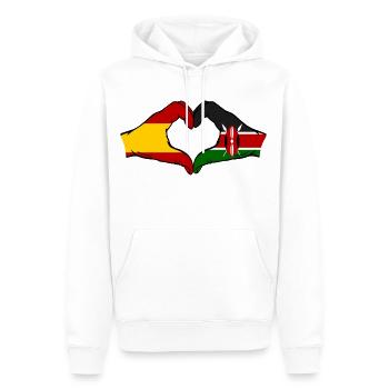 Spanien Kenia Flagge Hände Herz - Männer Premium Bio Hoodie - Weiß - Vorne - Nico (187cm)