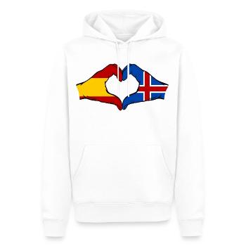 Espagne Islande Drapeau Mains Coeur - Sweat à capuche Premium bio Homme - blanc - Devant - Nico (187cm)