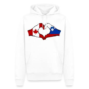 Canada Slovénie Drapeau Mains Coeur Forme - Sweat à capuche Premium bio Homme - blanc - Devant - Nico (187cm)