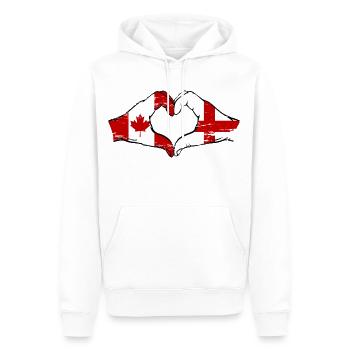 Kanada England Flagge Hände Herzform used - Männer Premium Bio Hoodie - Weiß - Vorne - Nico (187cm)
