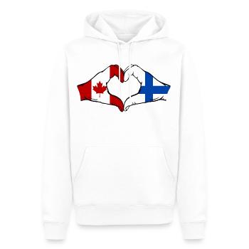 Canada Finlande Drapeau Mains Coeur Forme - Sweat à capuche Premium bio Homme - blanc - Devant - Nico (187cm)